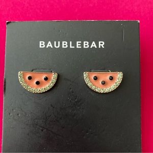 BaubleBar Watermelon Earrings with Green Stones | Gold Tone | NWT